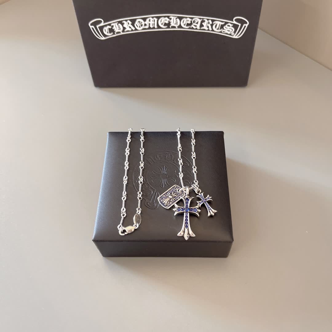 Chrome Hearts Chromecarts Silver Cross Pendant Necklace Chrome Hearts Chromecarts Silver Cross Pendant Necklace